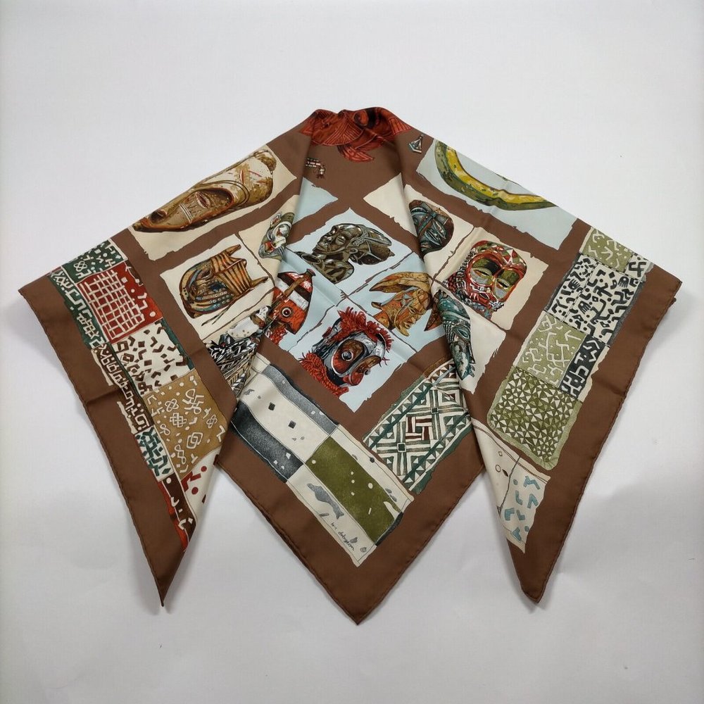 Hermes scarf Carre 90 Browns Silk100% - Picture 3 of 11